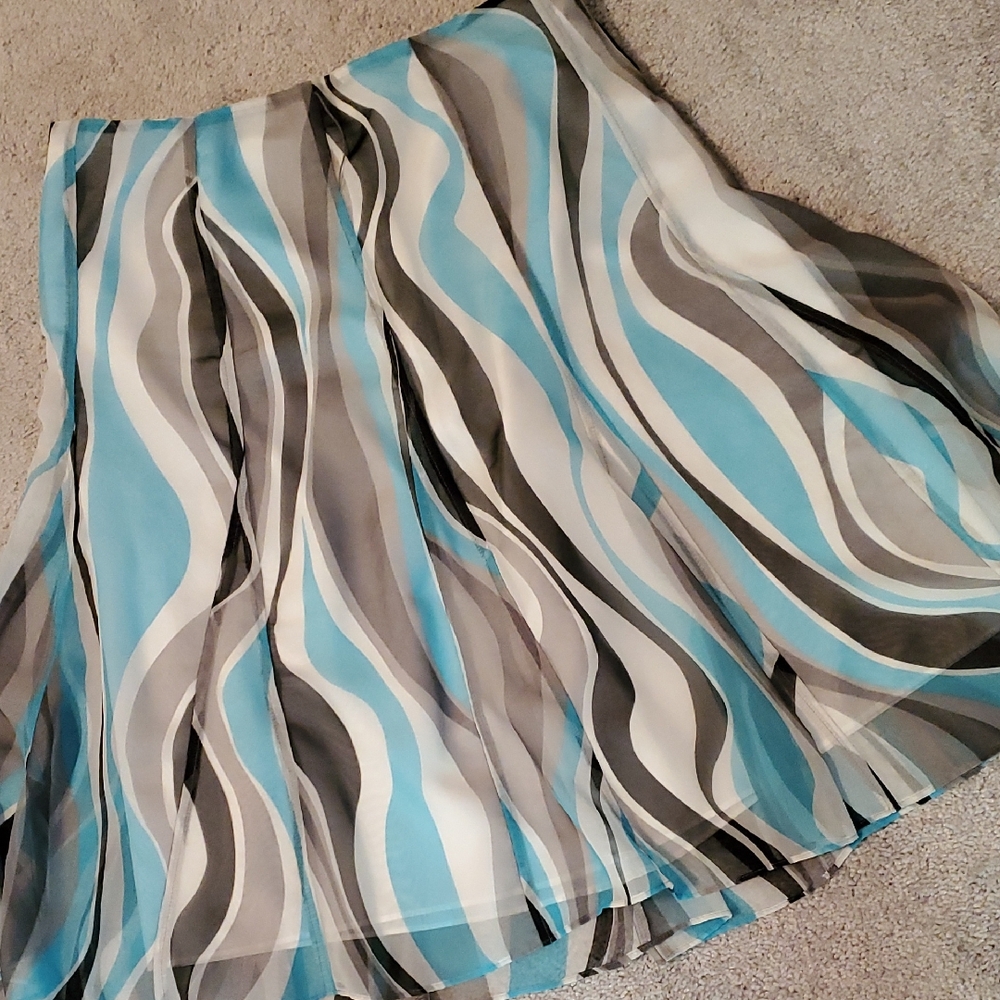 Elegant Turquoise, Gray, and Black Women's Skirt Size 14